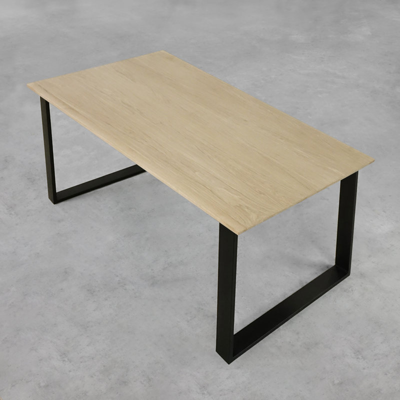 Brinegar Oak Metal Base Dining Table, Unfinished, 75H x 140L x 90Wcm