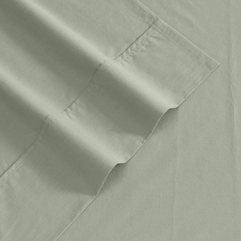Queen Green Cotton Percale Deep Pocket Sheet Set