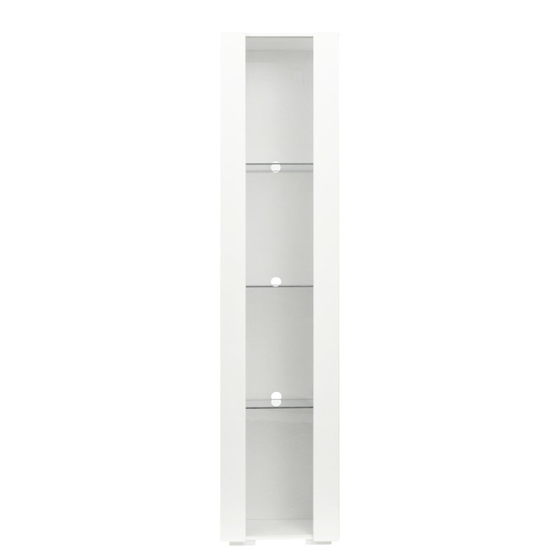 Armoire latérale avec matériaux et lampe à bande en aluminium bleu, blanc, l 40 x 29 x H 170 cm, panneau de particules blanc standard de 15 mm de qualité avec rangement