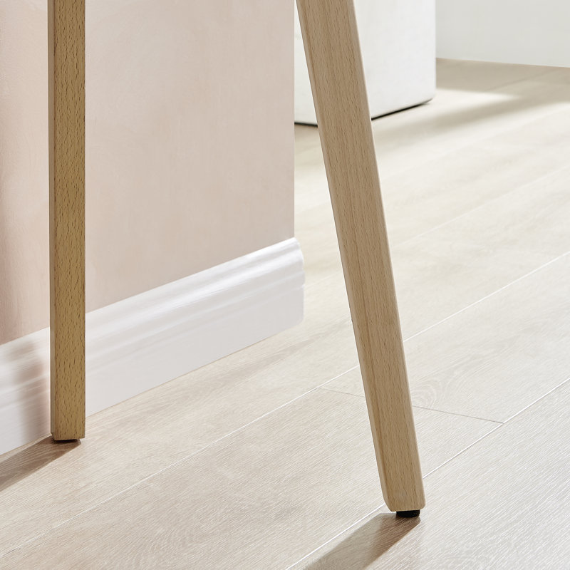 Sala Scandinavian Style Glass and Wood Narrow Hallway Console Table, Light Brown