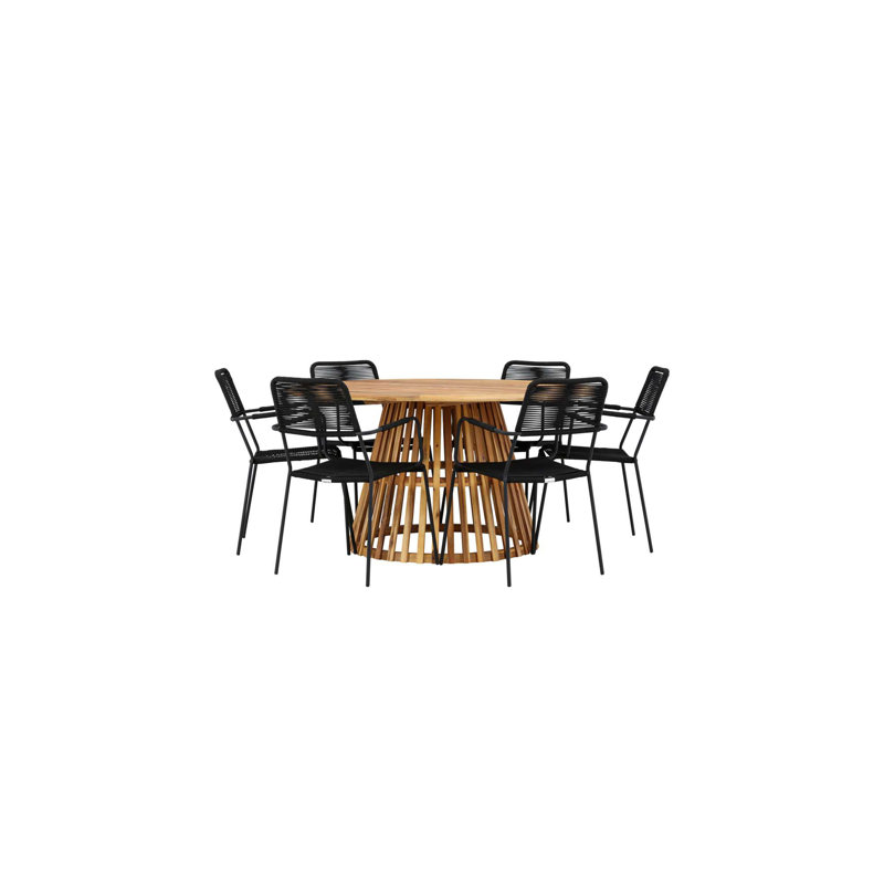 Ashtyn 6 - Person Patio Dining Set with Round Table, Black