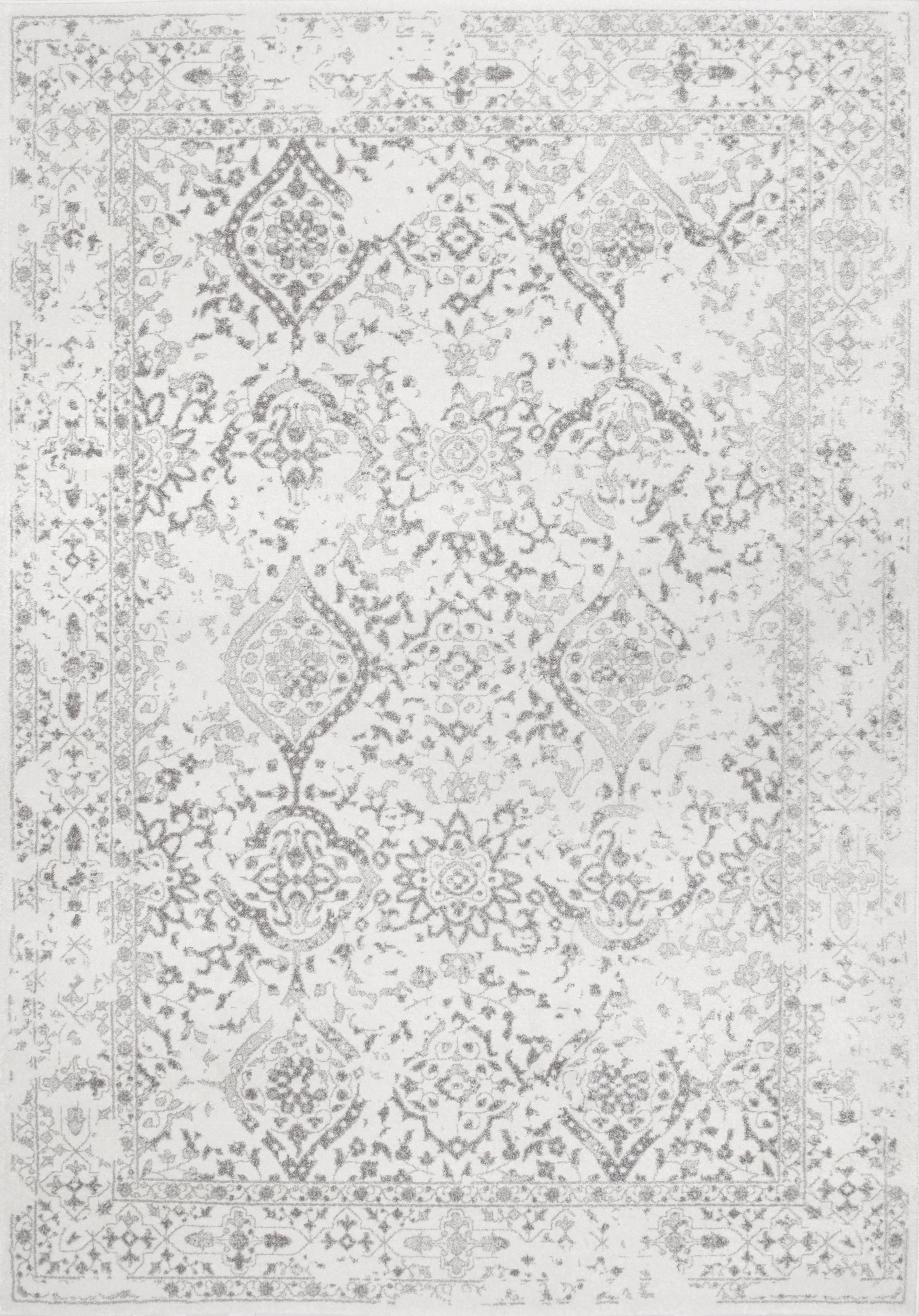 Almirka Medallion Runner Rug Ivory/Grey for Home Decor