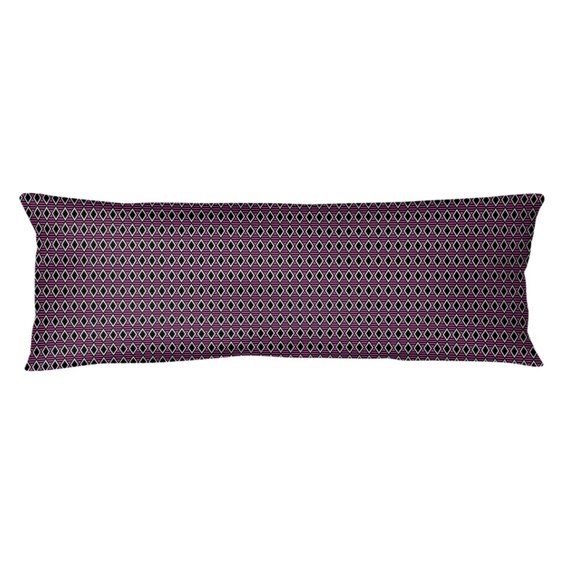 Coussin lombaire à motif géométrique Katelyn Elizabeth, Bourre en polyester, Noir / rose, Microfibre
