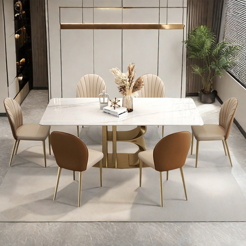 Italian modern rectangular dining table sets, 29.5"H x 70.9"L x 35.4"W