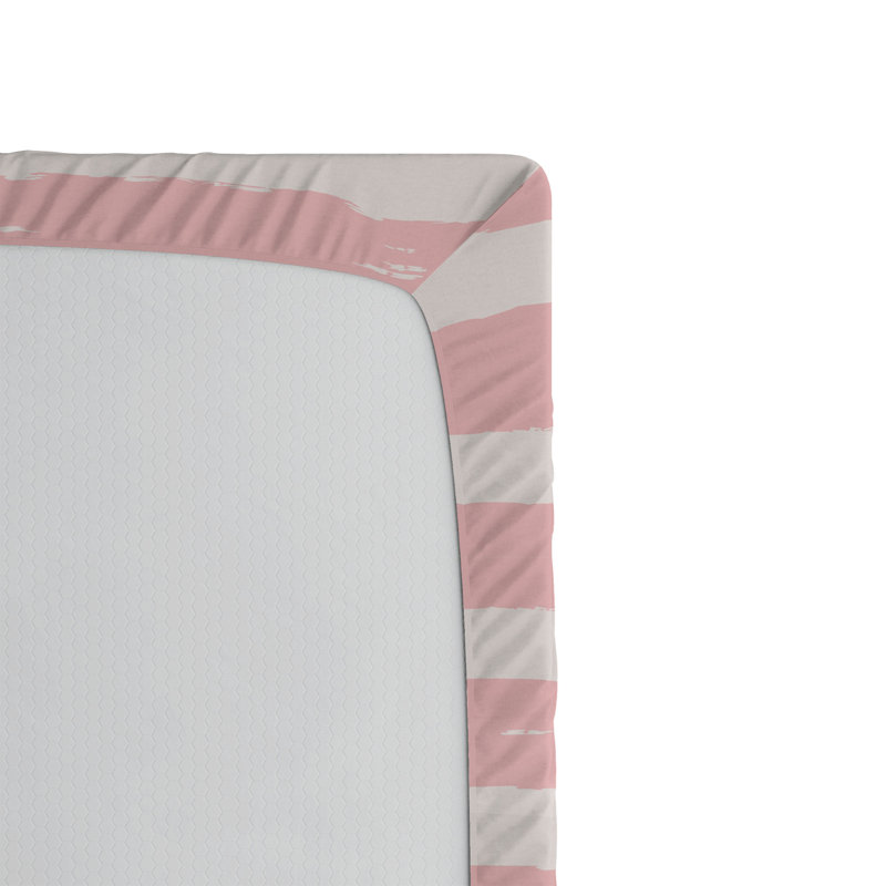 Ensemble de 2 draps-housses Ambesonne, Drap-housse de taille simple, Rose pâle, rosé / rayé