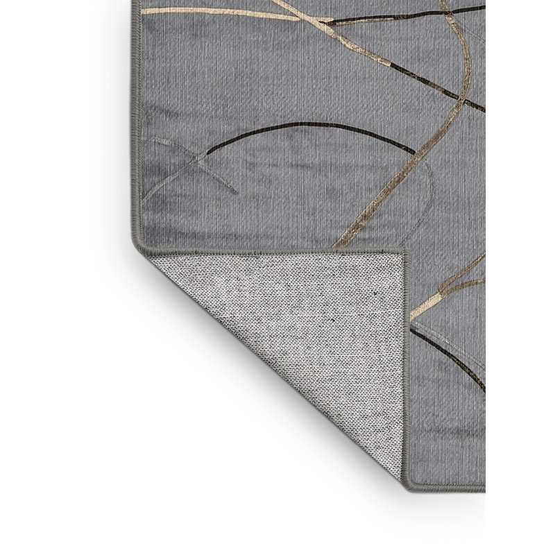 Machine Washable Gray Area Rug, Runner 2' x 4'