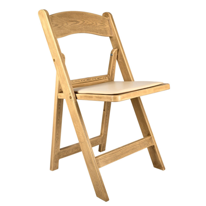 Chaise pliante en résine d'aspect bois brossé avec coussin par Chivari, Naturel