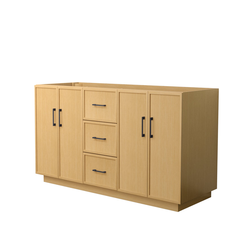 Elan TK 66" Freestanding Double Bathroom Vanity with Marble Top, White, Brushed Nickel, 60"