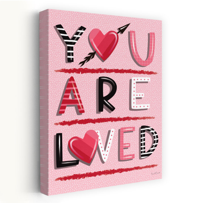 You Are Loved - Art typographique contemporain de la Saint-Valentin, H 16 po x l 24 po