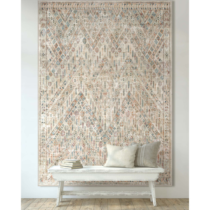 Tapis à chevrons ivoire Ervin Anya, Rectangle 9 pi 10 po x 13 pi