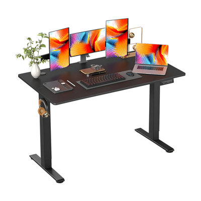 Electric Standing Desk Height Adjustable Office Desk Large Space Computer Desk Writing Table With Headphone Holder 2 Memory Adjustable Function For Home Office