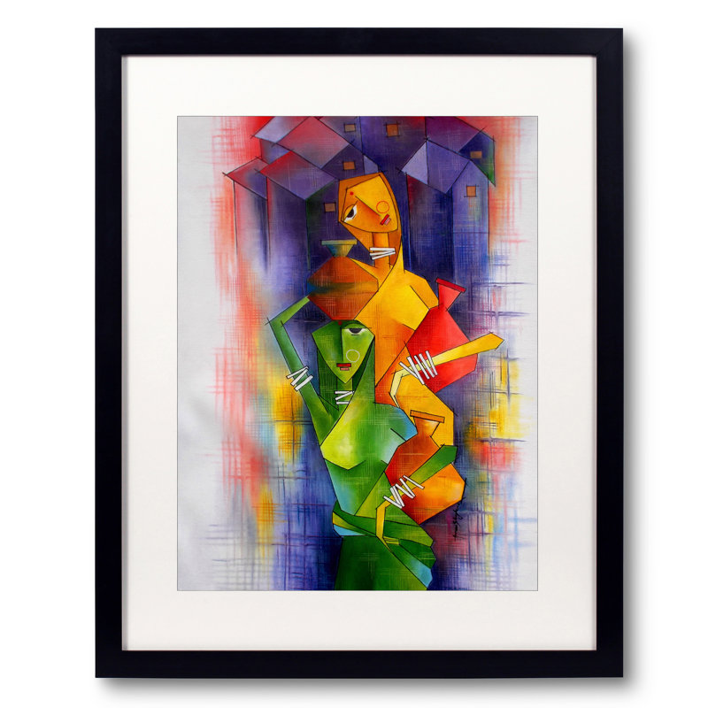 Village Housewives Print by Amar Singha, Black Framed Paper, 21.25" H x 17.25" W