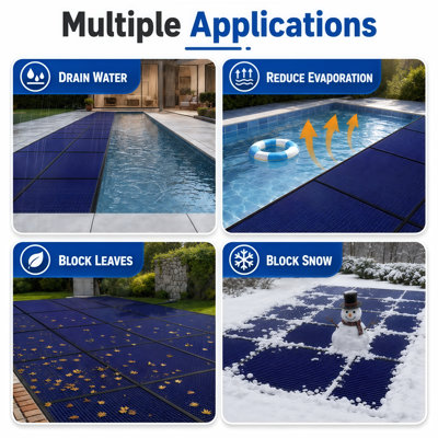 Royal Shade Rectangle Winter Pool Cover High Strength Mesh Swimming Safety With Right End Step