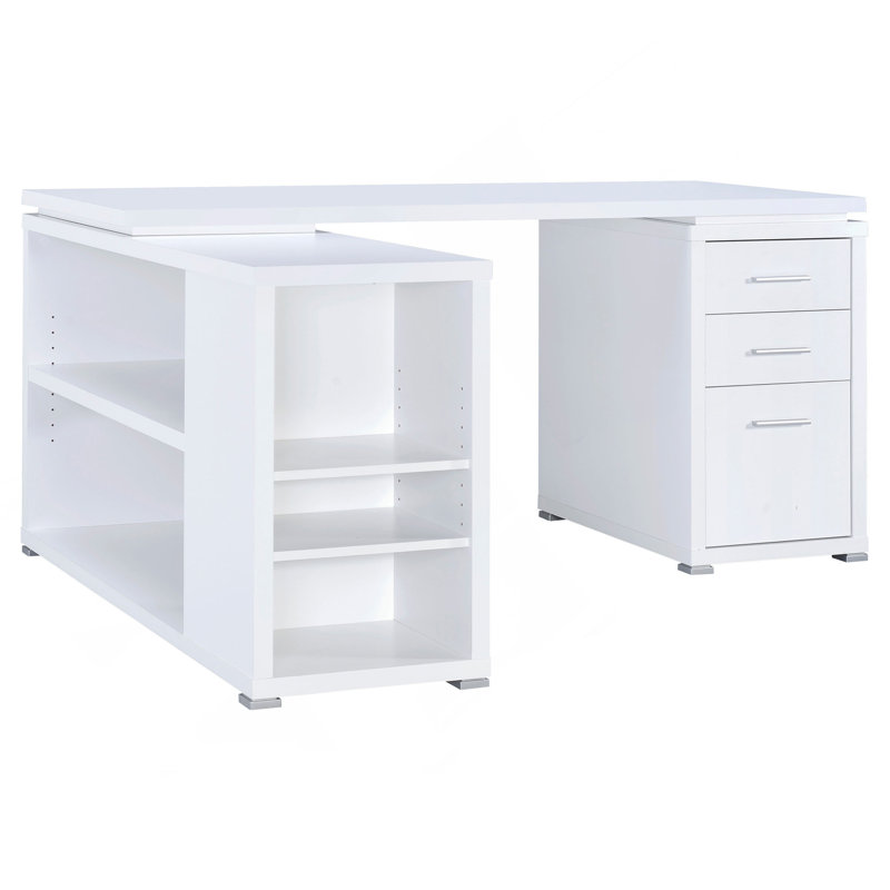 Tona White Driftwood 3-Drawer L-Shape Computer Desk, White