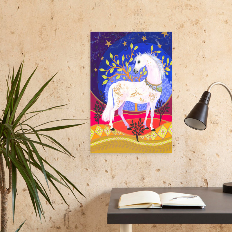 Art mural cheval majestueux abstrait contemporain, H 24 po x l 16 po