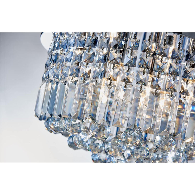 Glendaliz Tiered Chandelier, Chrome, Light Blue