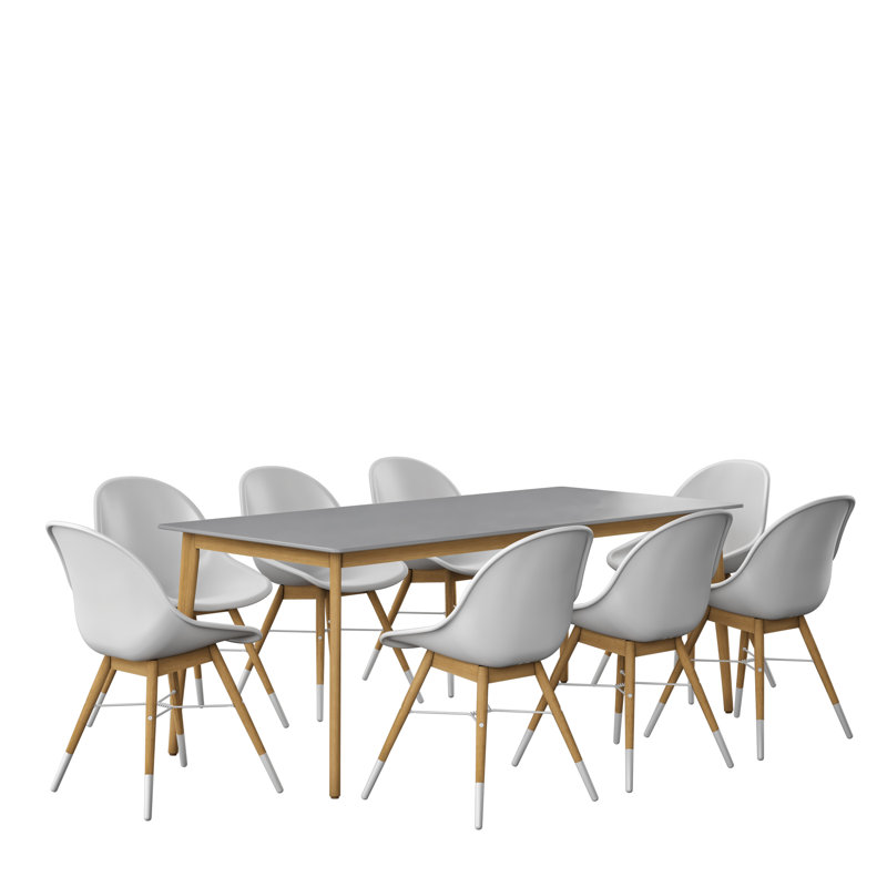 Shick 8 - Person Wood Patio Dining Set with Rectangular Table