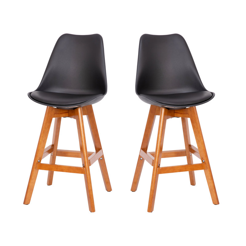 Tabourets de comptoir modernes de qualité commerciale avec siège rembourré et structure en bois Amber-Jane, Noir
