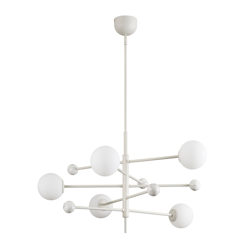Luminaire suspendu Spoutnik 5 lumières, Gris blanc