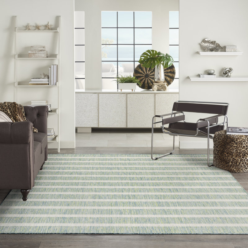 Nourison Positano 12' x 15' Blue Green Ivory Modern Rug, Blue, Rectangle 12' x 15'