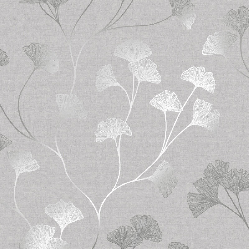 Kash 53cm x 10.5cm Metallic Wallpaper Roll, Grey Silver