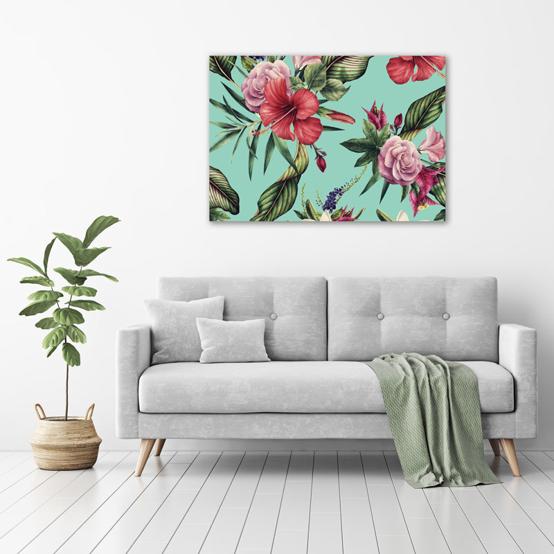 Tropical Flowers - Wrapped Canvas Painting