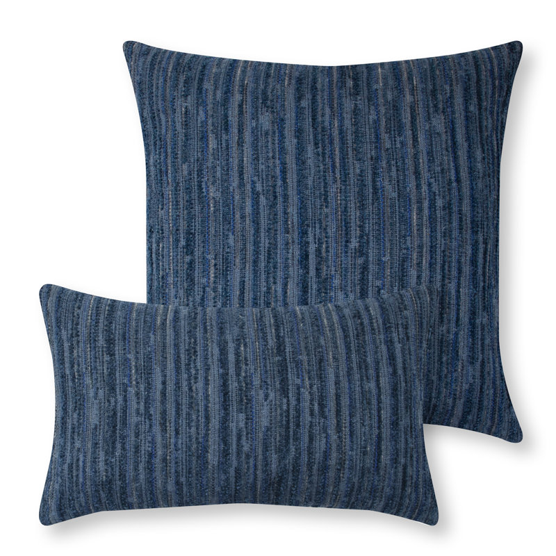 Luxe Throw Square Outdoor Pillow Cover & Insert by Elaine Smith, Indigo, 20"H X 20"W, Striped