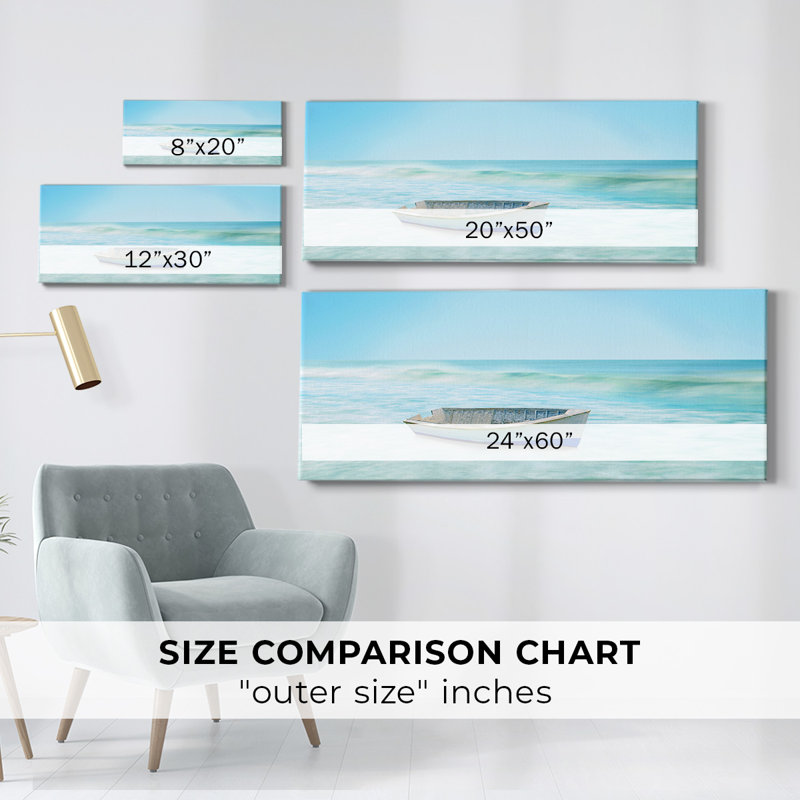 Bateau sur une plage, toile tendue I-Gallery, H 8 po x l 20 po x P 1,5 po