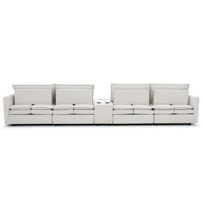 Canapé modulaire en forme de U de 140 po, canapé modulaire modulaire, canapé 6 places avec repose-pieds mobile, siège profond et dossier réglable. Canapé pour salon, chenille, blanc