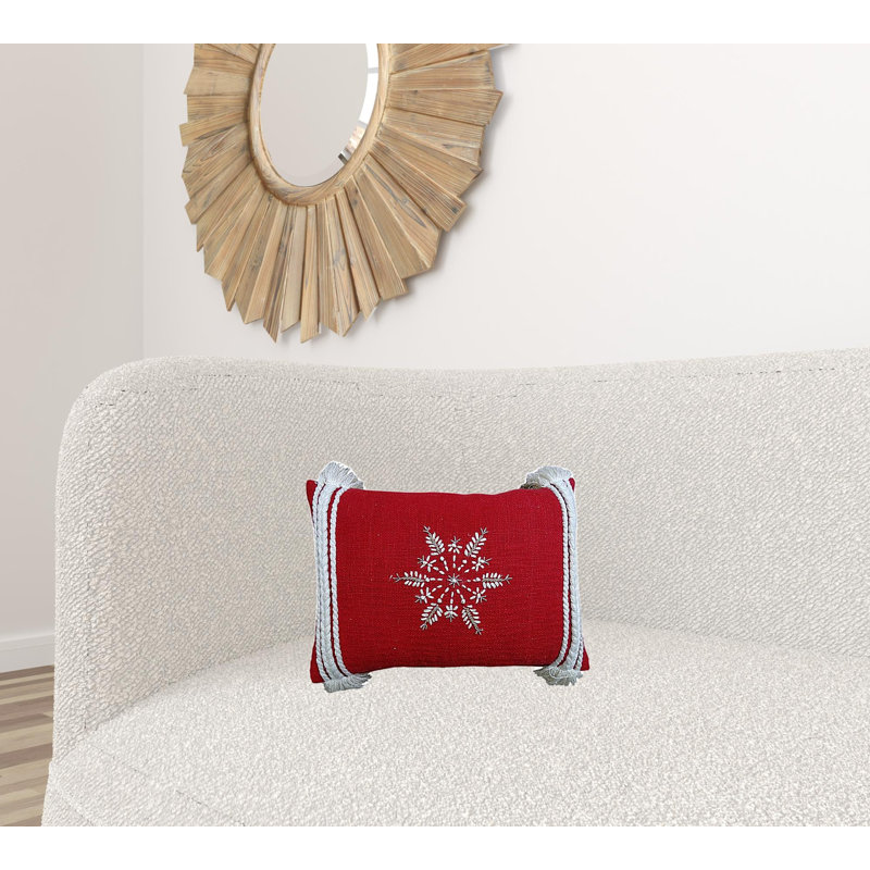 Embroidered Cotton Blend Throw Pillow