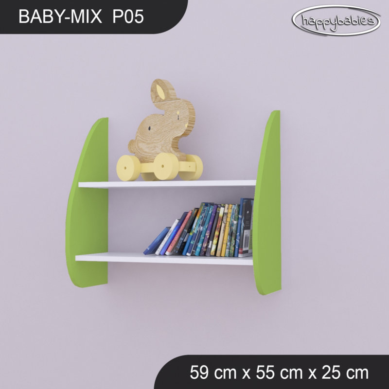 2 Piece Industrial Pipe Shelves, White/Green, 55cm H x 59cm W x 25cm D