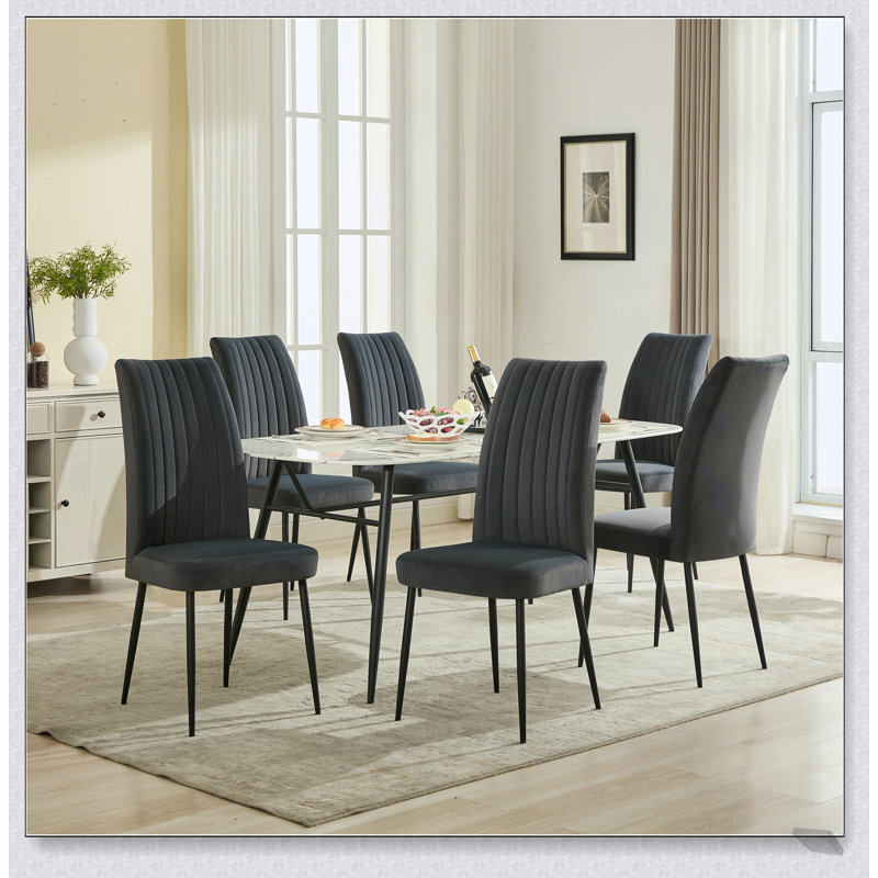 Ensemble de 2 chaises de salle à manger réglables en velours gris foncé, Gris foncé
