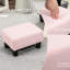 Repose-pieds en rose - Cube rembourré en lin pour le salon, siège confortable rembourré en mousse éponge 24D, structure en bois massif et 4 pieds, léger et facile à déplacer, L 15,75 po x l 11,75 po, H 9,5 po, 220 lb