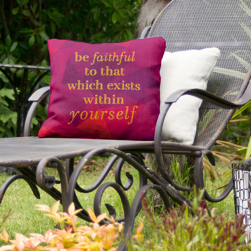 Coussin décoratif d’intérieur/d’extérieur fidèle, 20 po x 20 po, Rubellite / or