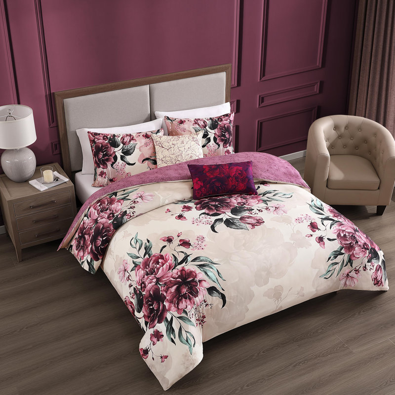 Plum Haze Queen Cotton Sateen Reversible Comforter Set