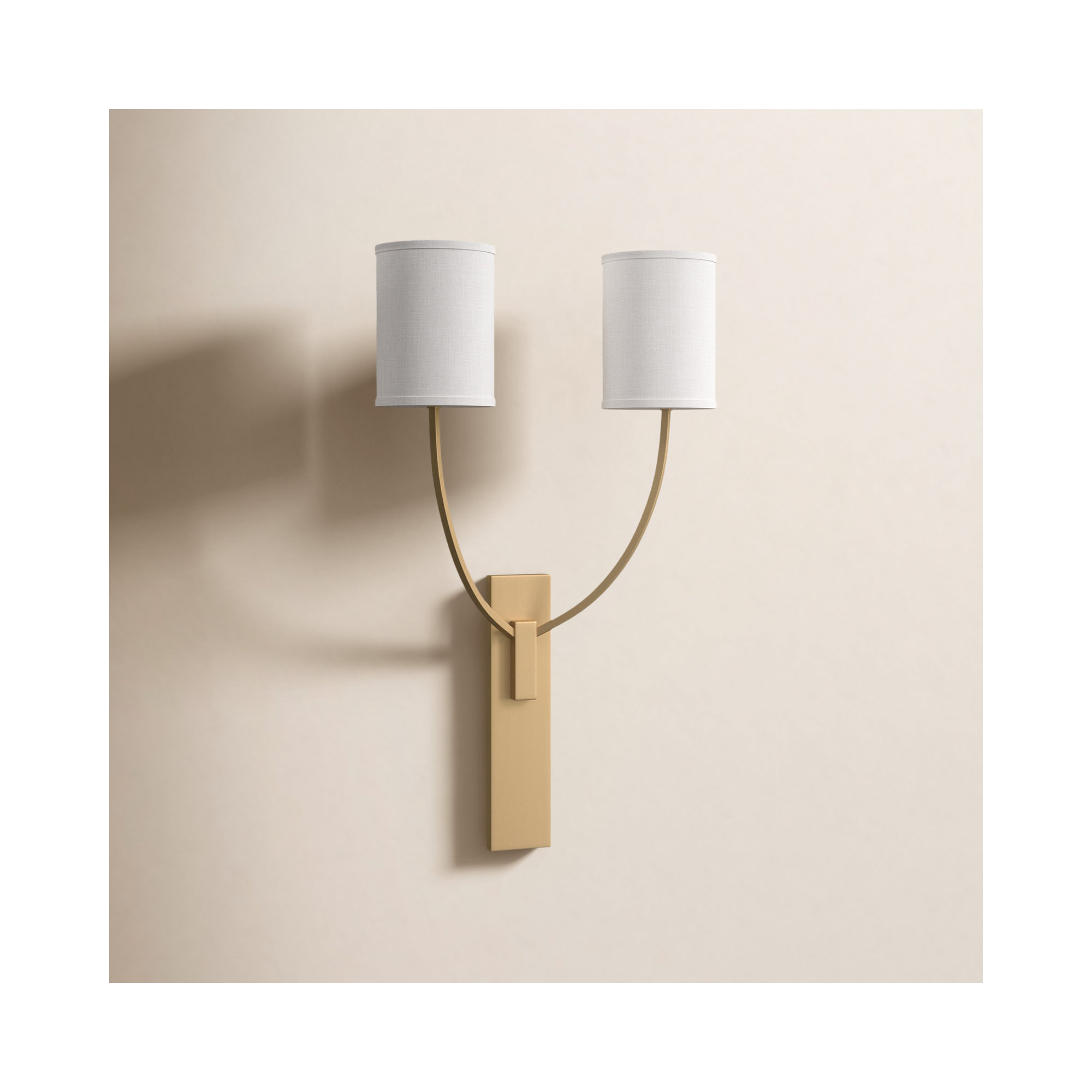 2 Light Dimmable Armed Sconce, Aged Brass