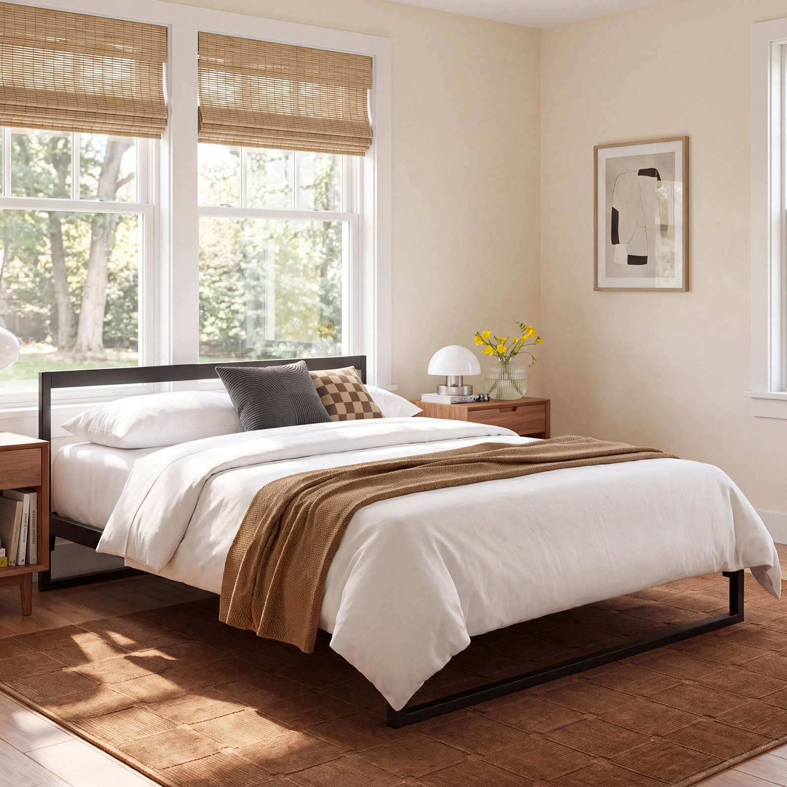 Aston Open-Frame Platform Bed, Black, Queen