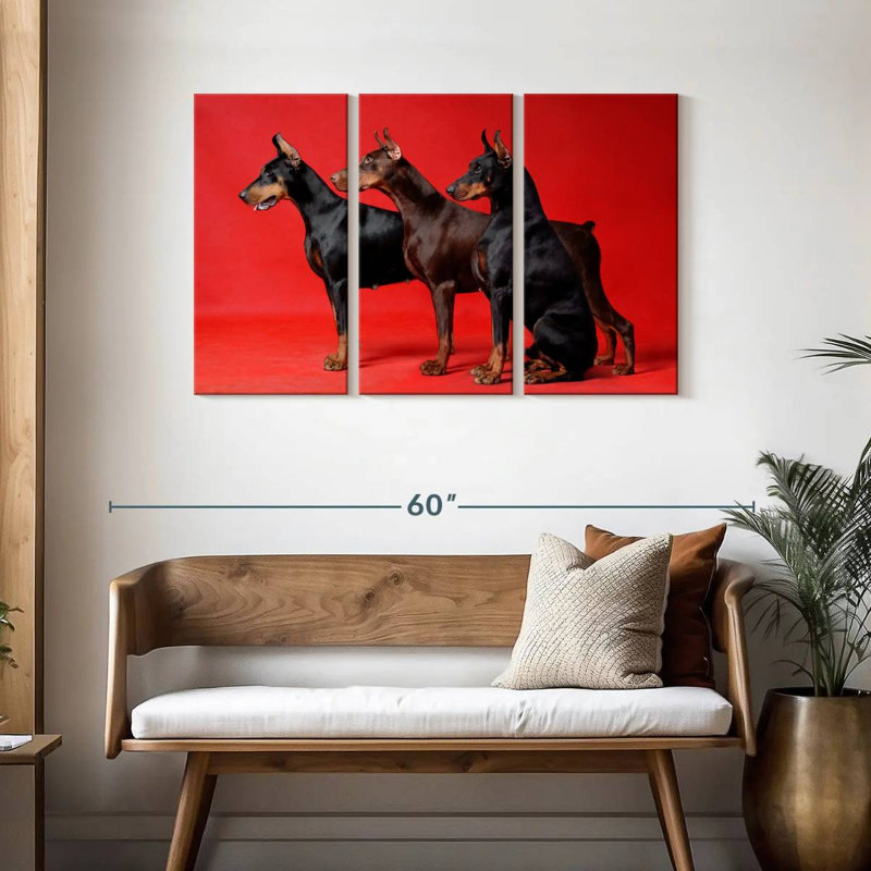 Brampt Doberman Trio, 28" H x 45" W