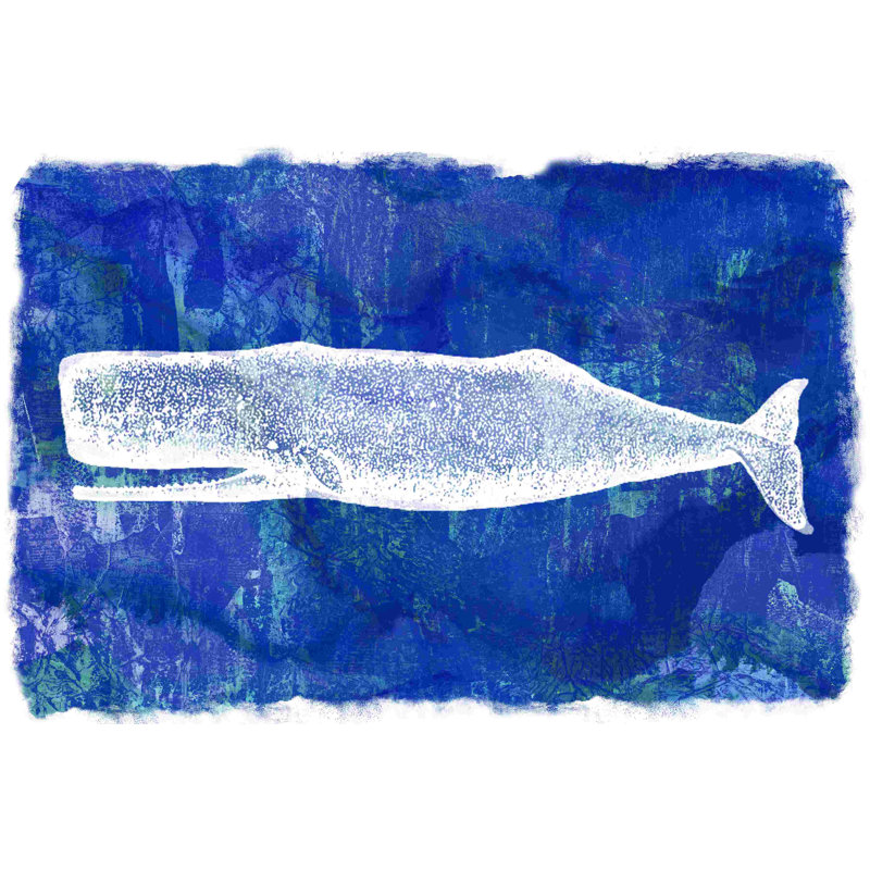 Baleine délavée - peinture sur toile tendue, H 8 po x l 12 po