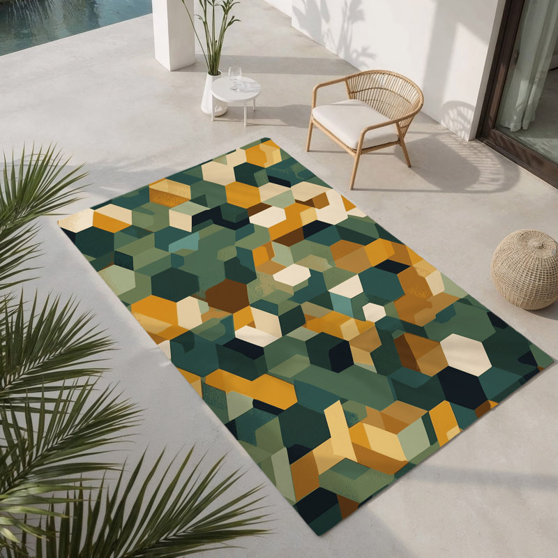 Tapis intérieur / extérieur Earth Motif Matrix, Rectangulaire 3 pi x 5 pi