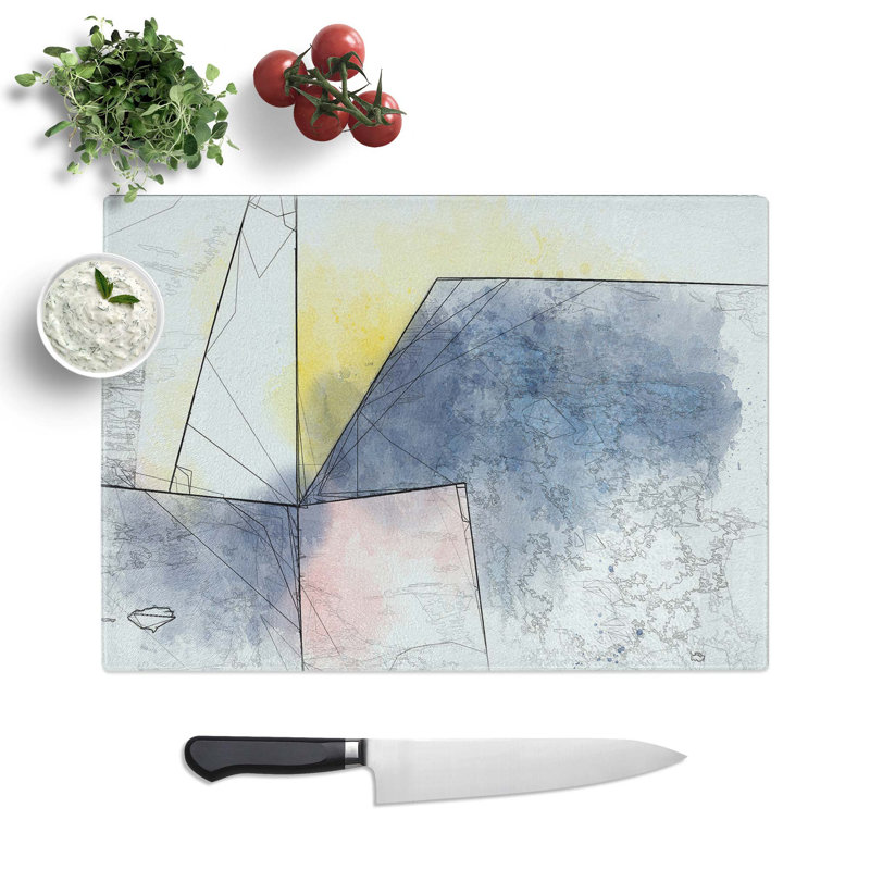 Glass Geometric Angles in Abstract Chopping Board, 28.5 cm W x 20 cm L