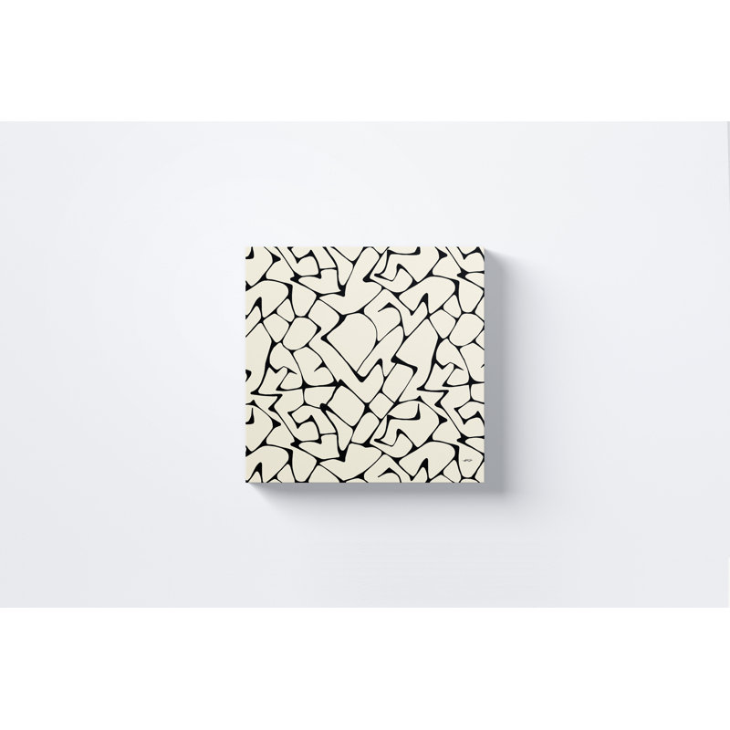 «Tola Black and White Mid-Century Abstract» par Ify Ojo, impression sur toile tendue, H 16 po x l 16 po x P 3 po