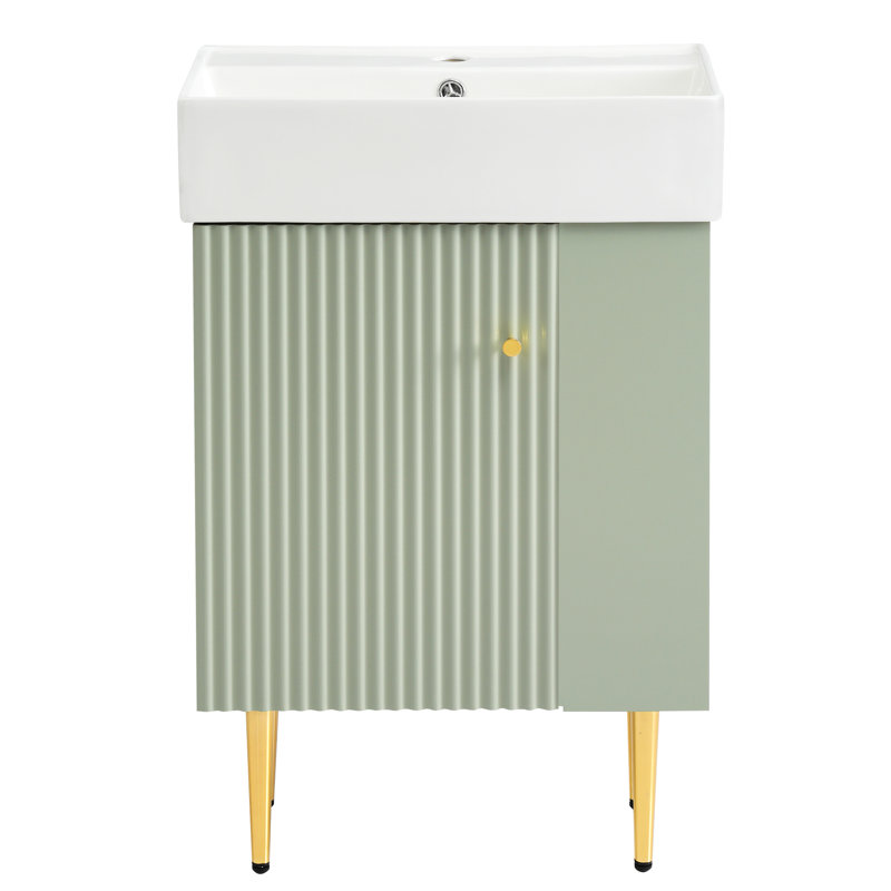 Meuble-lavabo de 21,6 po de largeur avec portes à fermeture en douceur de 21,07 po, espace de rangement latéral ouvert pour une utilisation efficace de l'espace