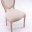 Chaise de salle à manger style français à structure ovale en bois massif avec dossier en lin et tissu, ensemble de 2