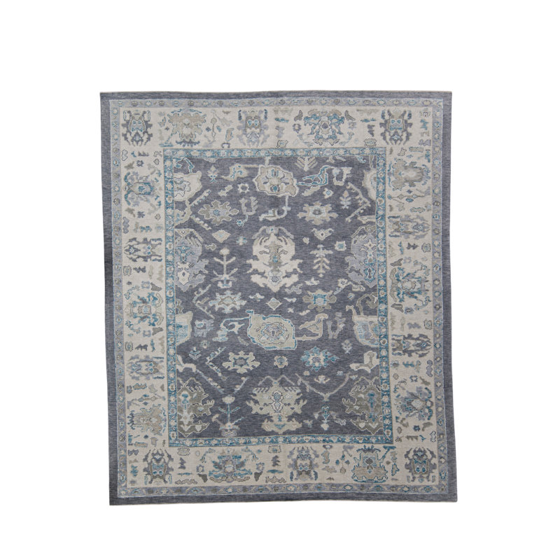 Tapis turc Oushak fait à la main 8 pi 3 po x 9 pi 8 po