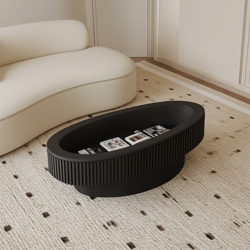 Table basse ovale avec rangement 47 po, Noir