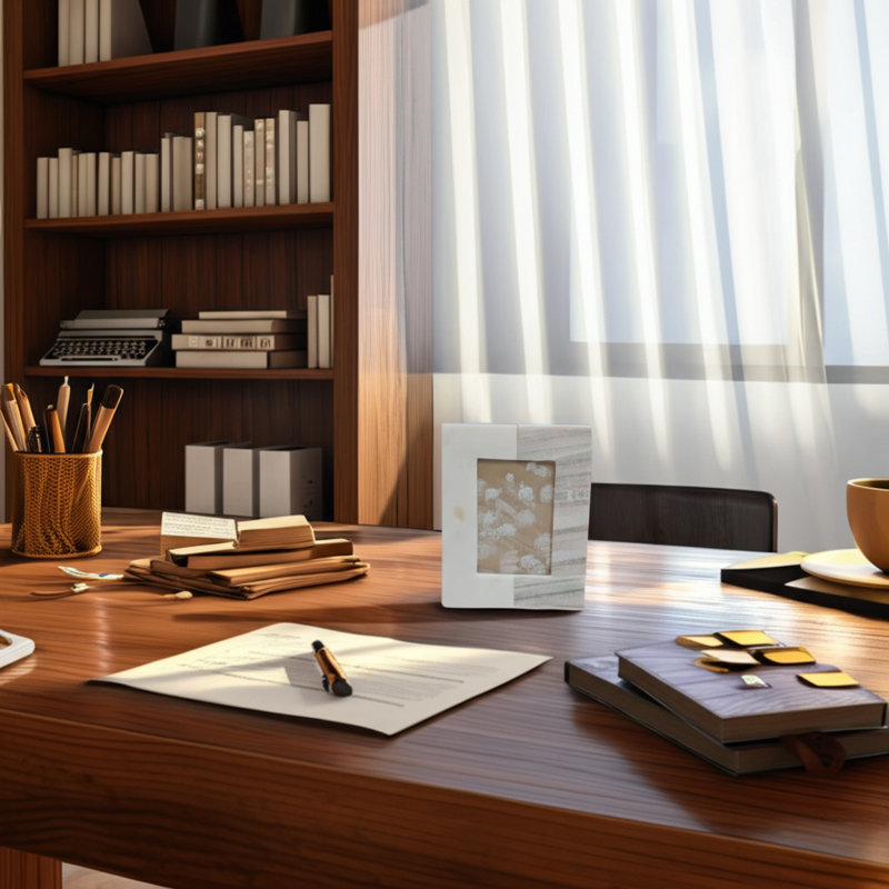 Cadre moderne en pierre et en marbre avec incrustation de verre et support durable - Décoration contemporaine élégante avec un design élégant et des matériaux de qualité supérieure pour une élégance durable et un attrait visuel