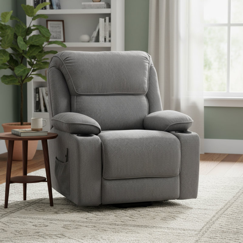 Fauteuil inclinable gris chauffant et chauffant avec massage, se concentrant sur les fonctions d'assistance aux personnes âgées, simple à utiliser, offrant commodité pour les soins à domicile
