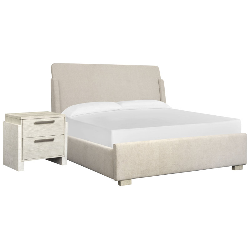 Lit-bateau tapissier très grand avec 2 tables de chevet Rigsby, 3 Pcs: Bed, 2 Nightstands, Très grand