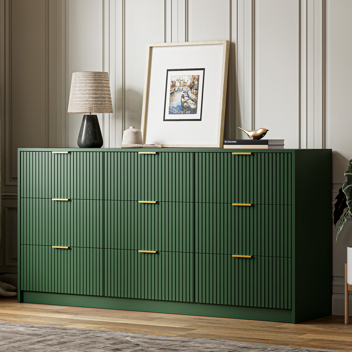 Mercer41 63" W Aphan 9 Drawer Dresser (Green)